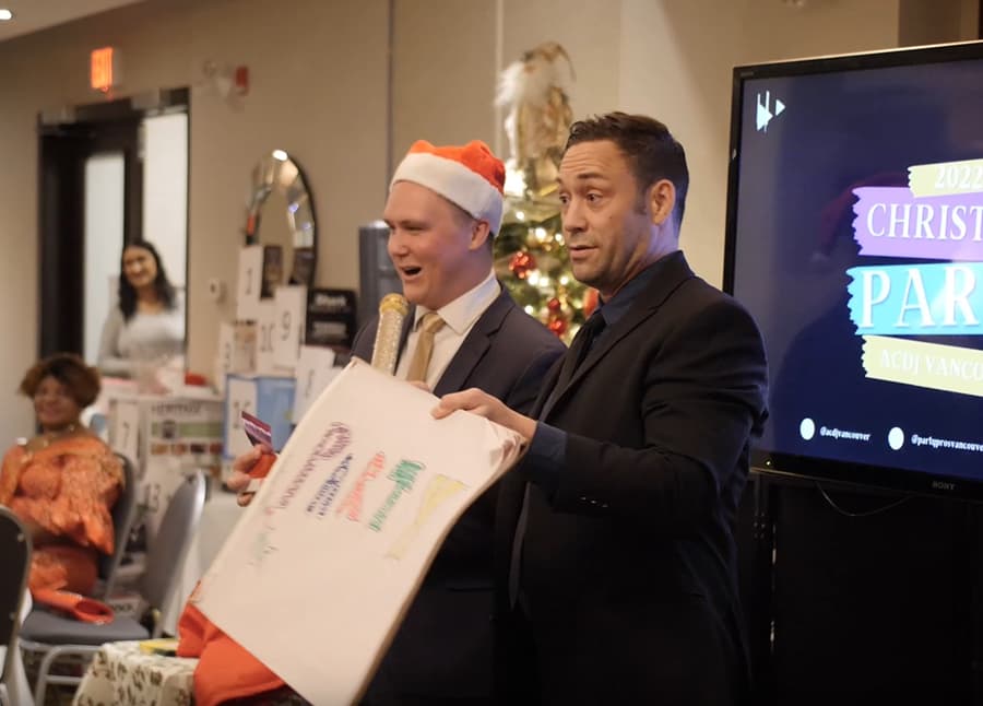 Interactive game show at a corporate holiday party